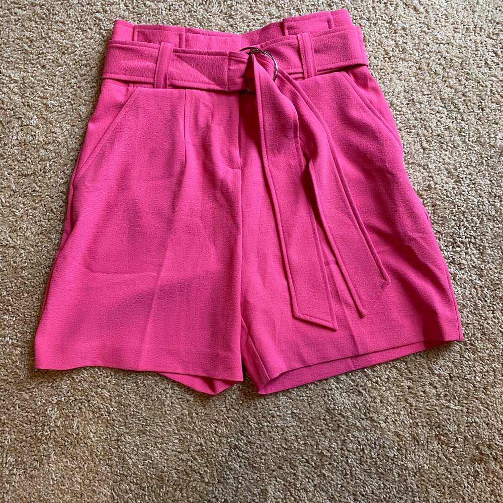 hot pink dressy shorts with ruffle top